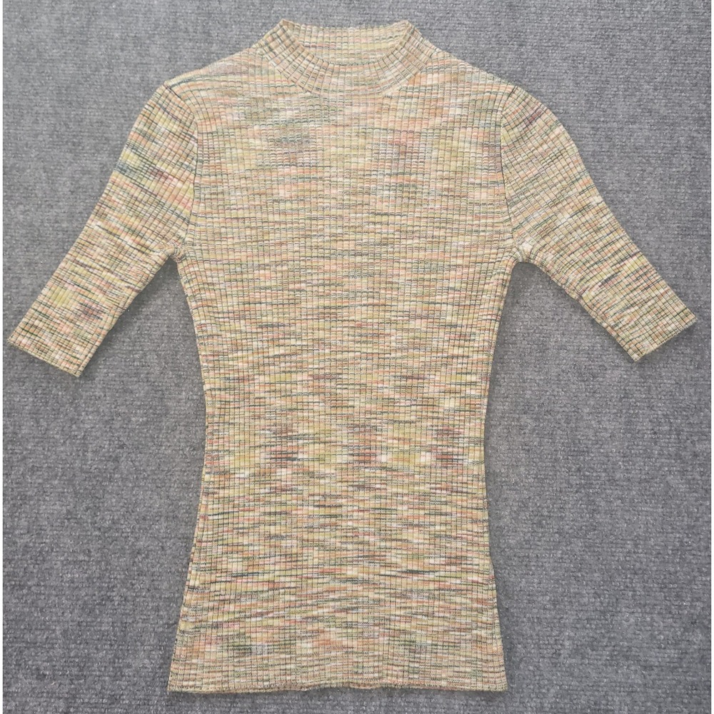 Truth by Republic Womens Space Dye Ribbed Mock Neck Top Multi Color Small